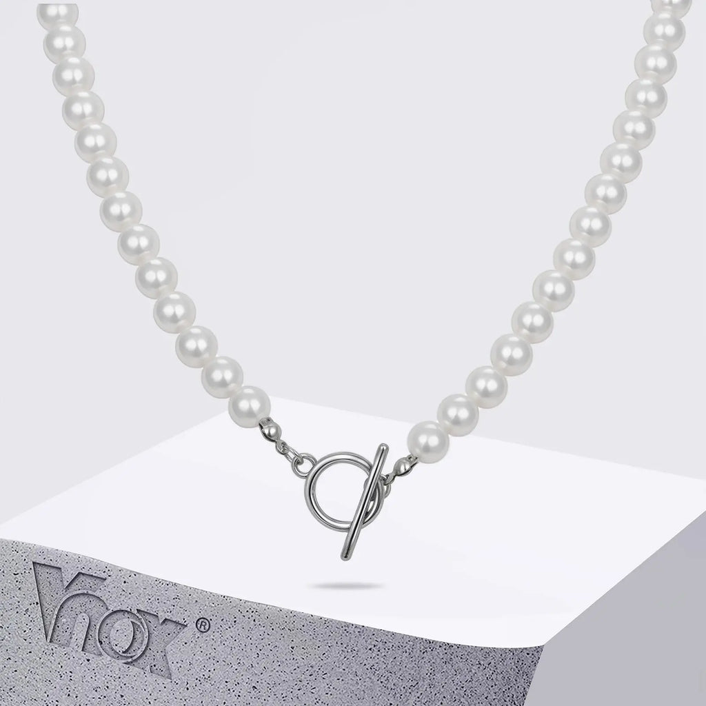 Pearl Beaded OT Clasp Collar Necklace