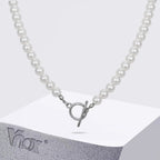 Pearl Beaded OT Clasp Collar Necklace