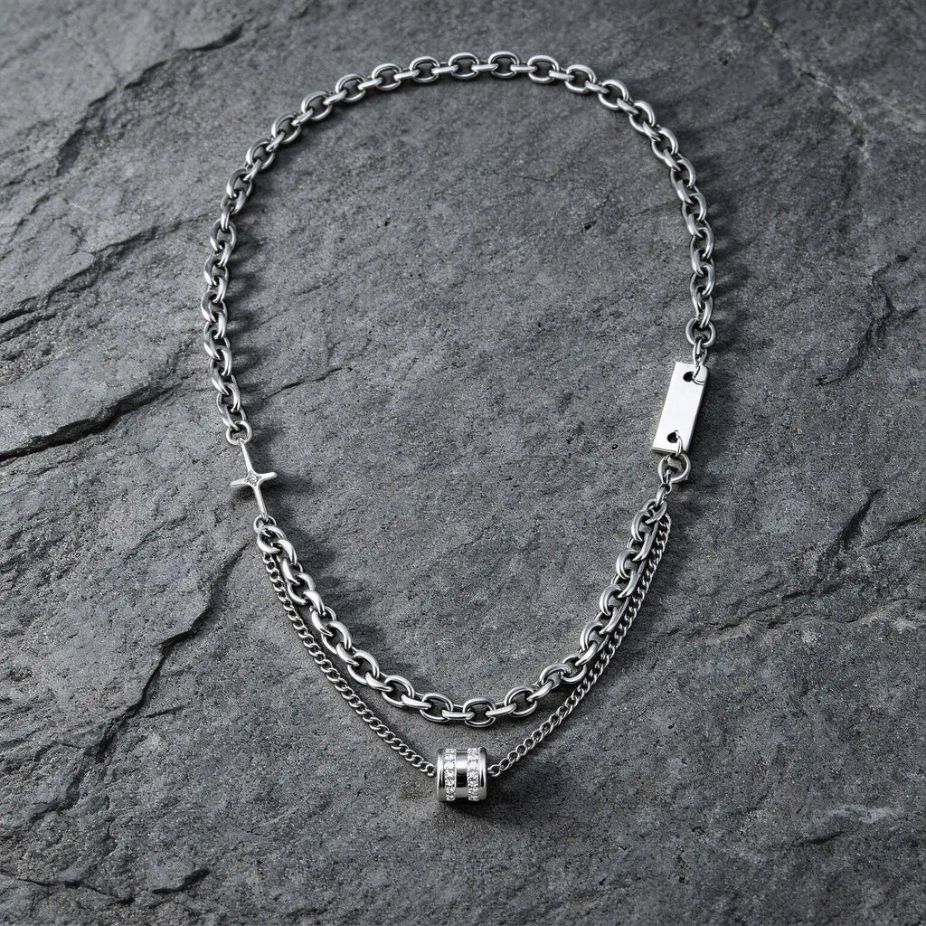 Double Layer Cuban Chain Choker Necklace