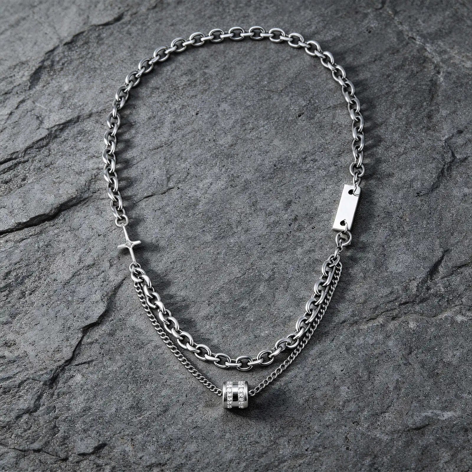 Double Layer Cuban Chain Choker Necklace
