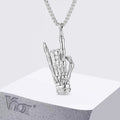 Rock Hand Gesture Pendant Necklace
