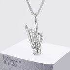 Rock Hand Gesture Pendant Necklace