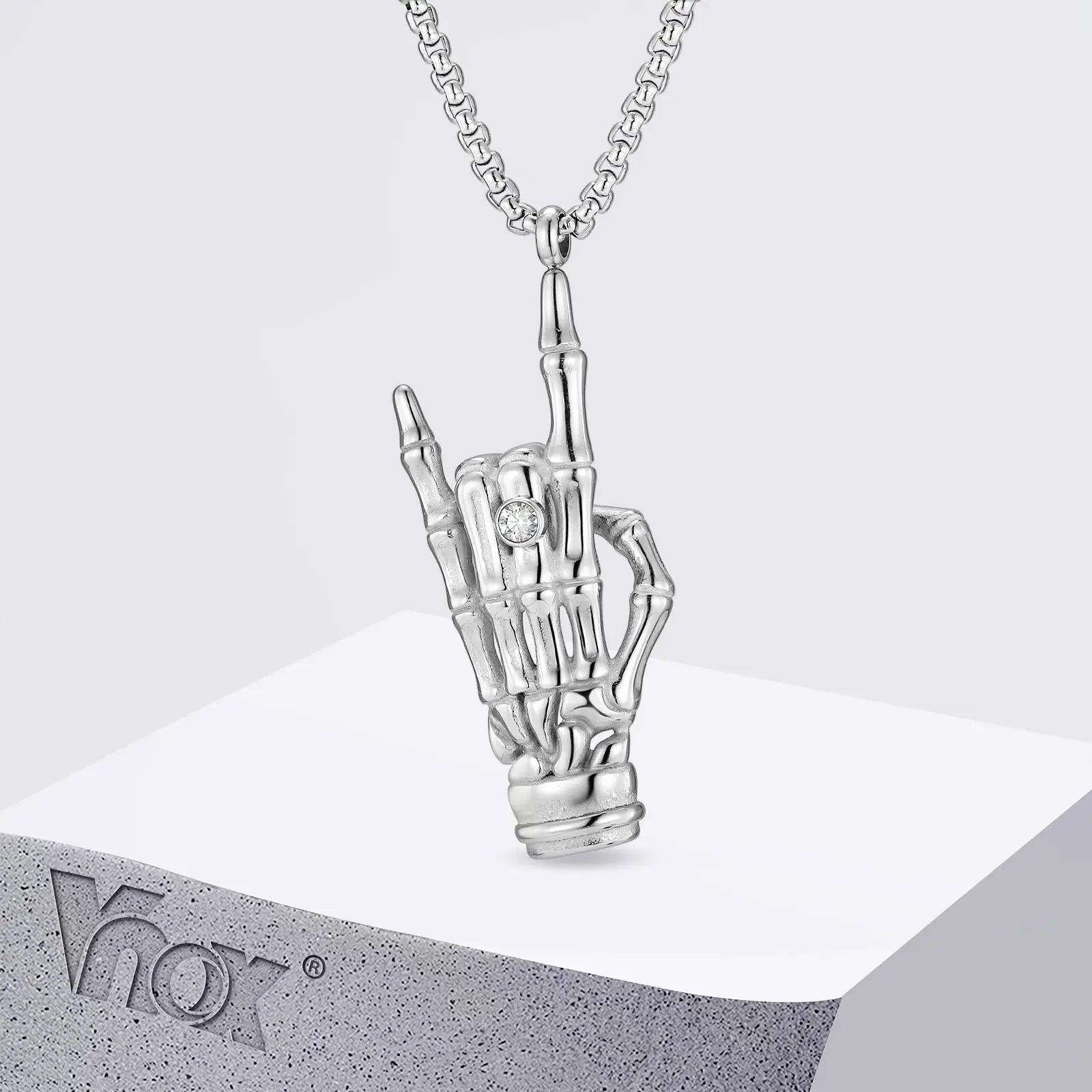 Rock Hand Gesture Pendant Necklace