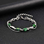 Green Natural Stone Beaded Chain Bracelet
