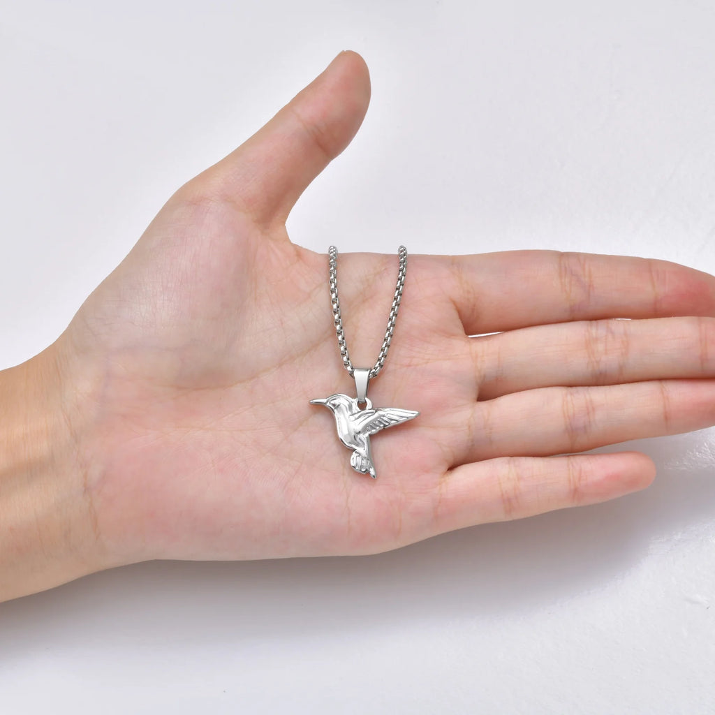 Hummingbird Pendant Box Chain Necklace