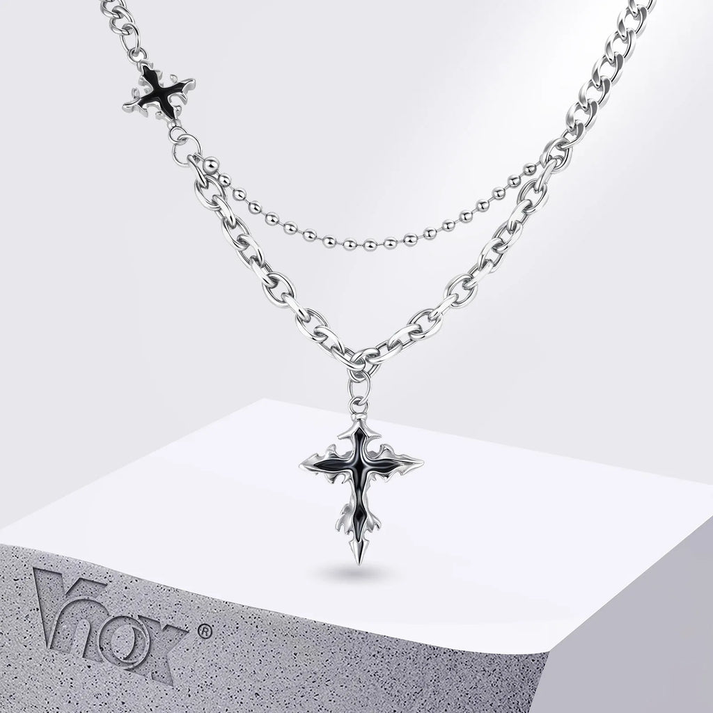 Lava Cross Pendant Cuban Chain Necklace