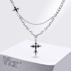 Lava Cross Pendant Cuban Chain Necklace