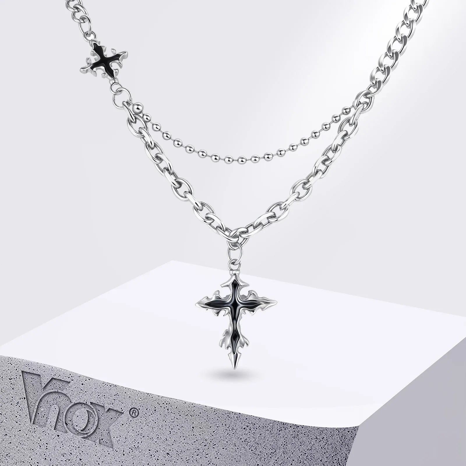 Lava Cross Pendant Cuban Chain Necklace