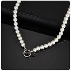 Pearl Beaded OT Clasp Collar Necklace