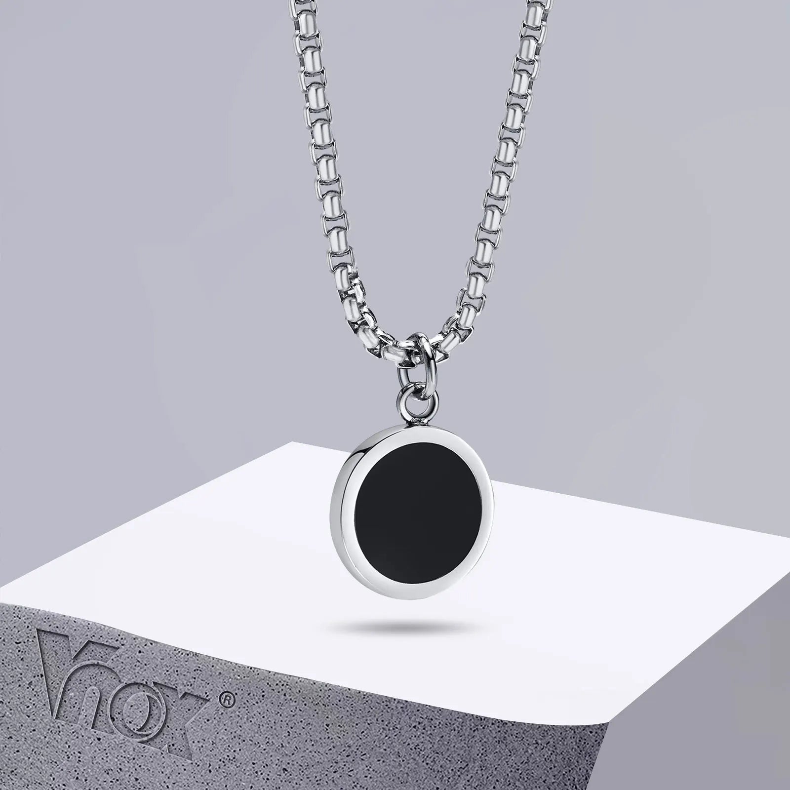 Enamel Geometric Coin Pendant Necklace