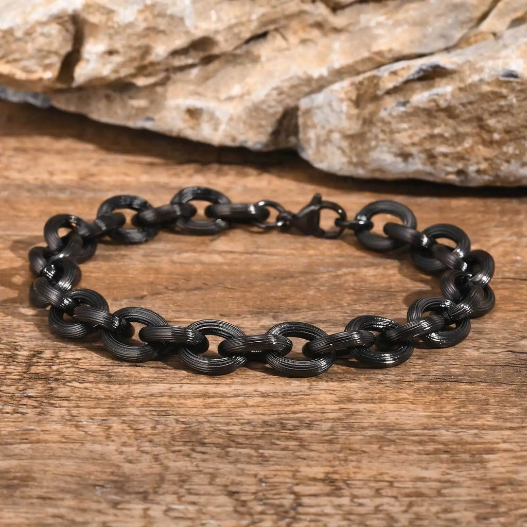 Matte Black Rolo Chain Bracelet