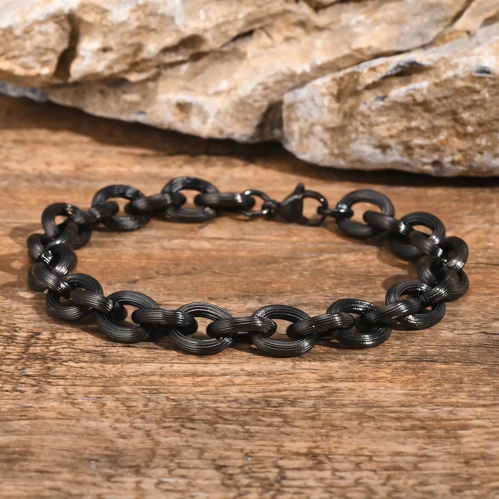 Matte Black Rolo Chain Bracelet