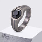 Hexagon Black Zircon Statement Ring