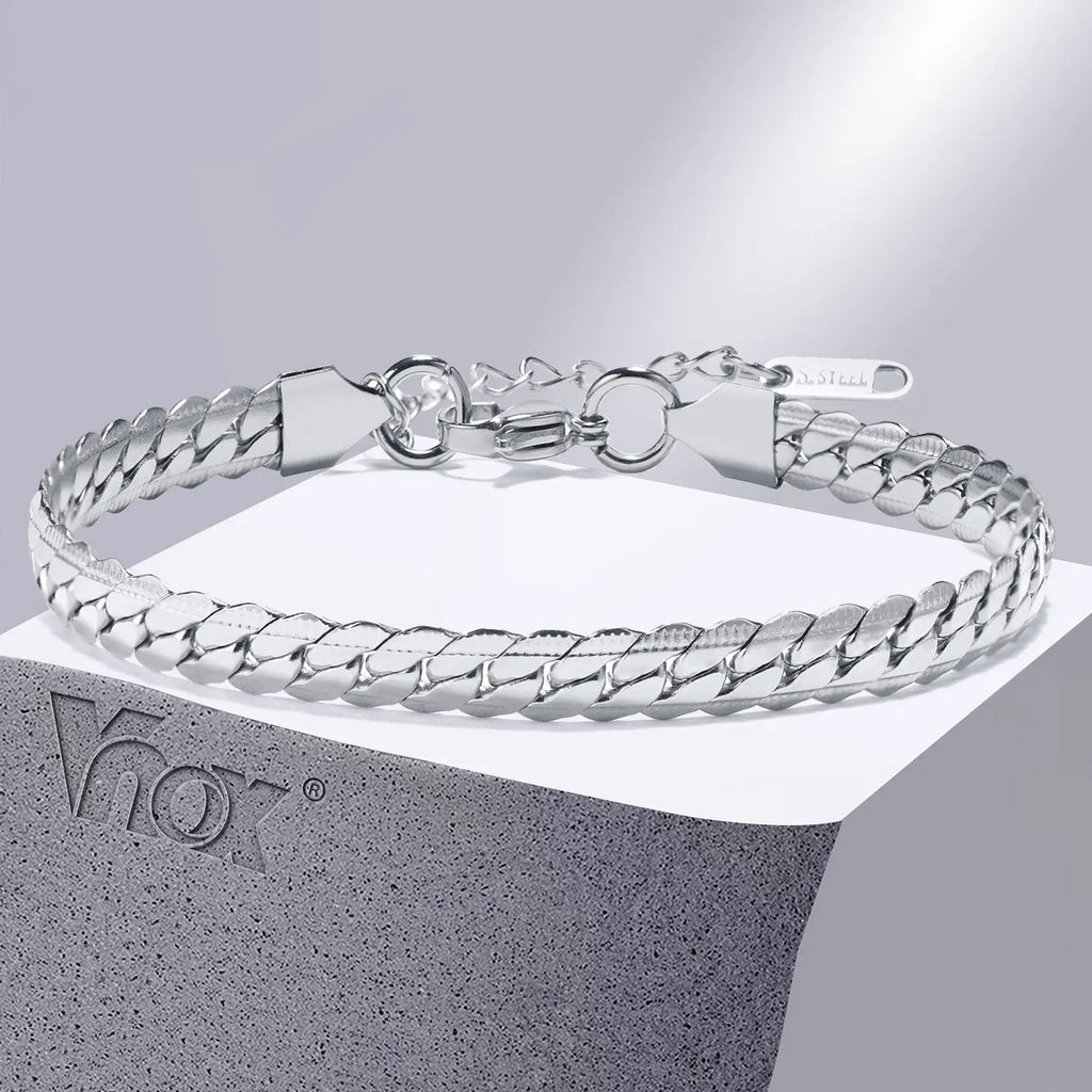 6mm Flat Cuban Link Chain Bracelet