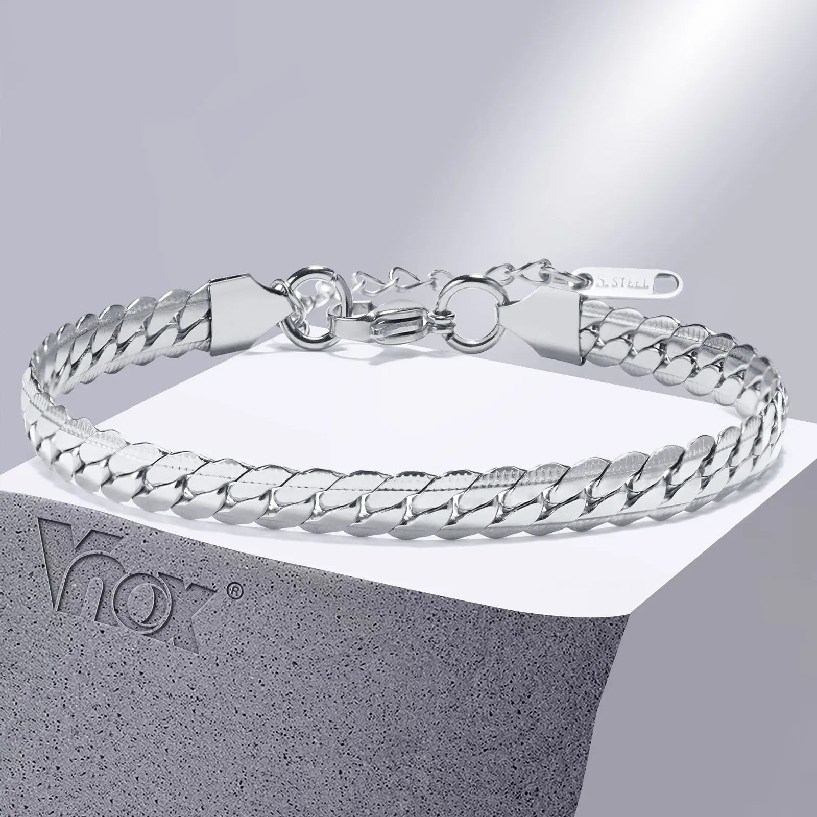 6mm Flat Cuban Link Chain Bracelet