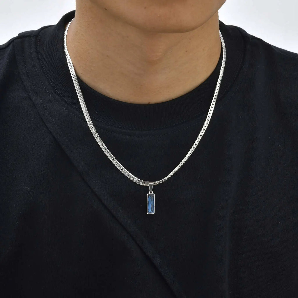 Square Stone Pendant Necklace