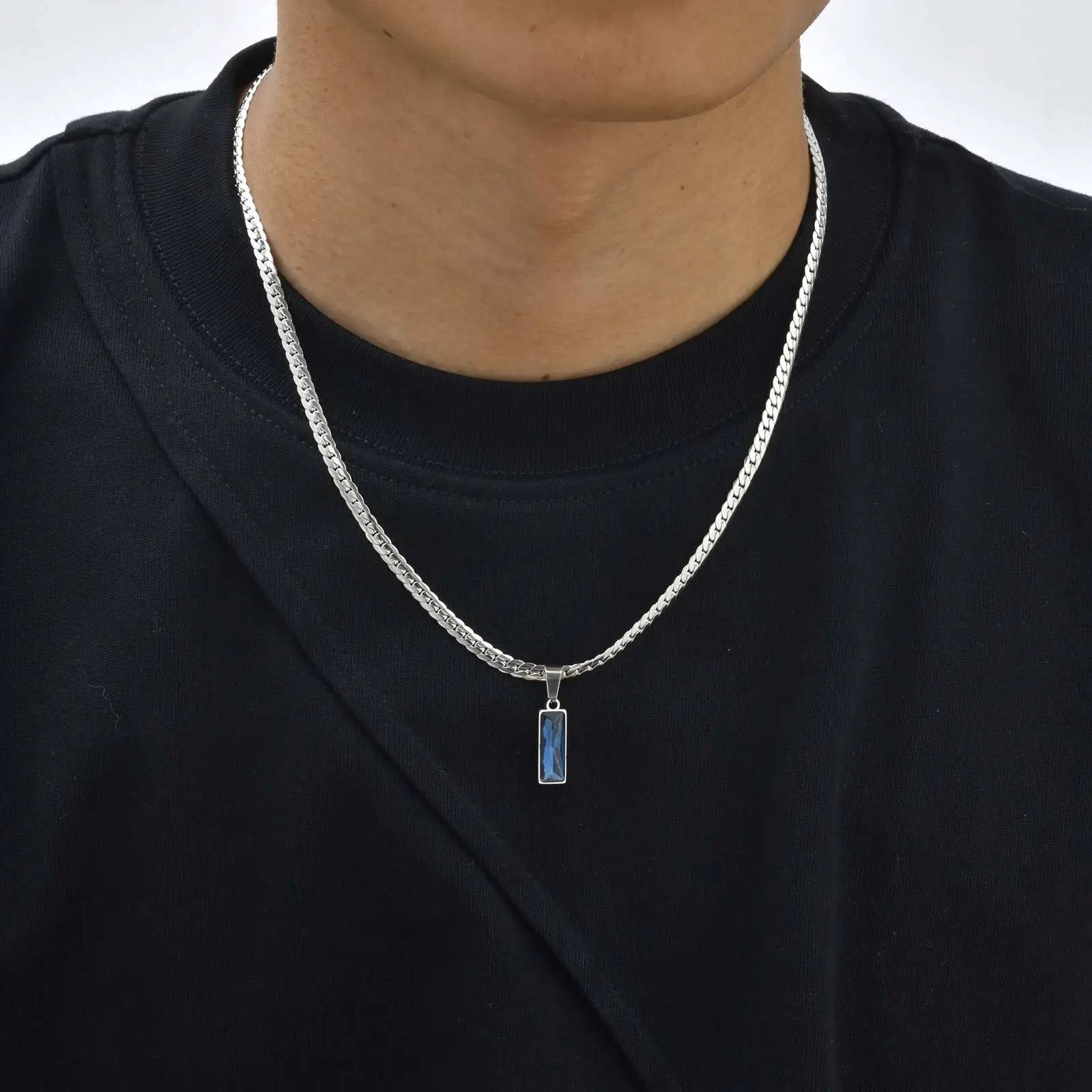 Square Stone Pendant Necklace