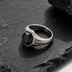 Hexagon Black Zircon Statement Ring
