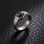 Hexagon Black Zircon Statement Ring