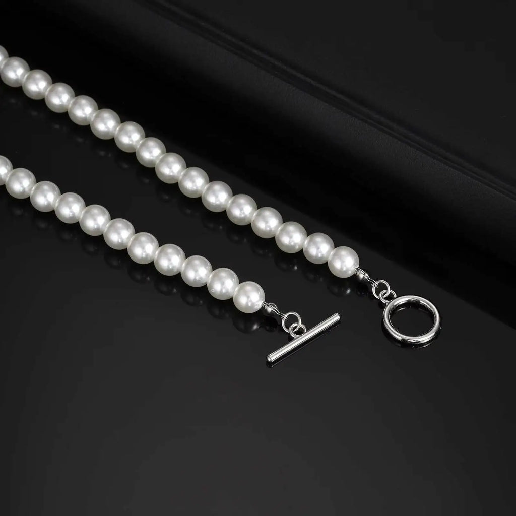 Pearl Beaded OT Clasp Collar Necklace