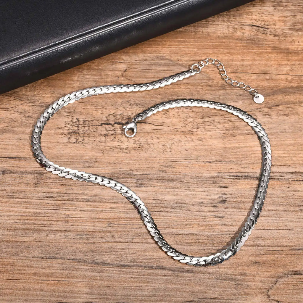 5.7mm Flat Cuban Link Chain Necklace