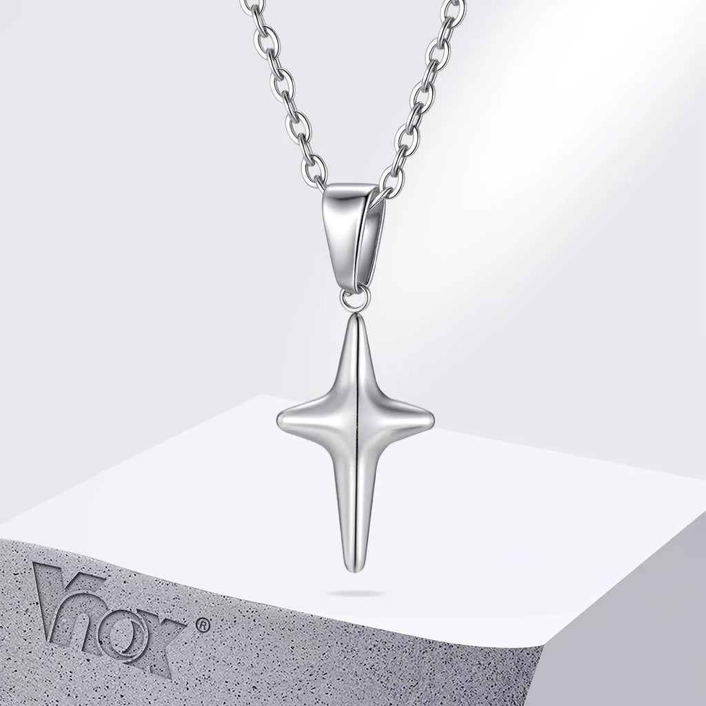 Hollow Four Point Star Pendant Necklace