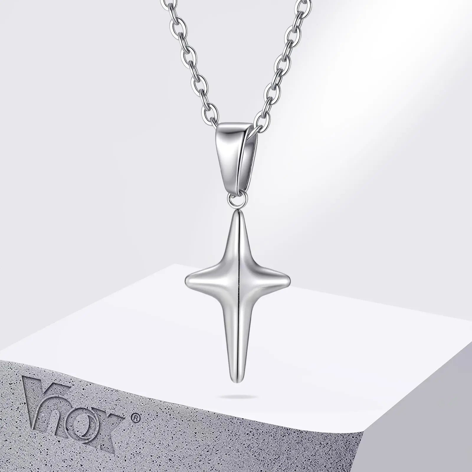 Hollow Four Point Star Pendant Necklace