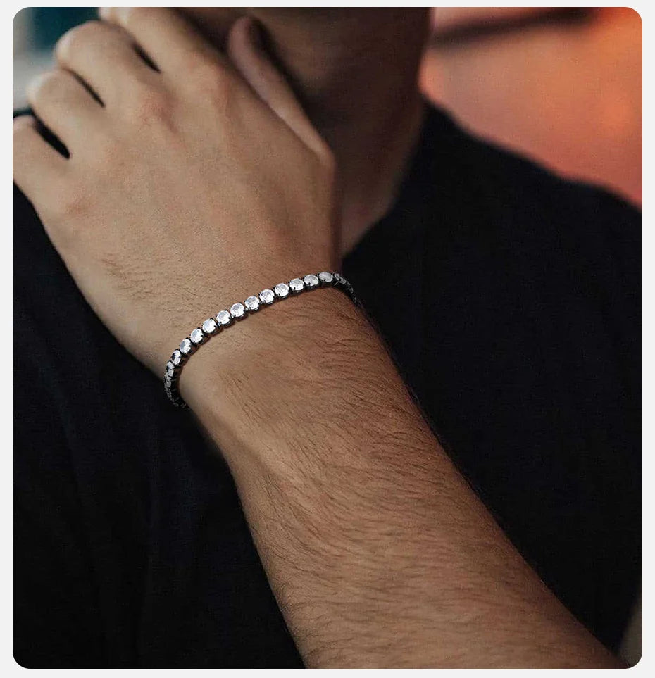 Black Zirconia Box Chain Bracelet