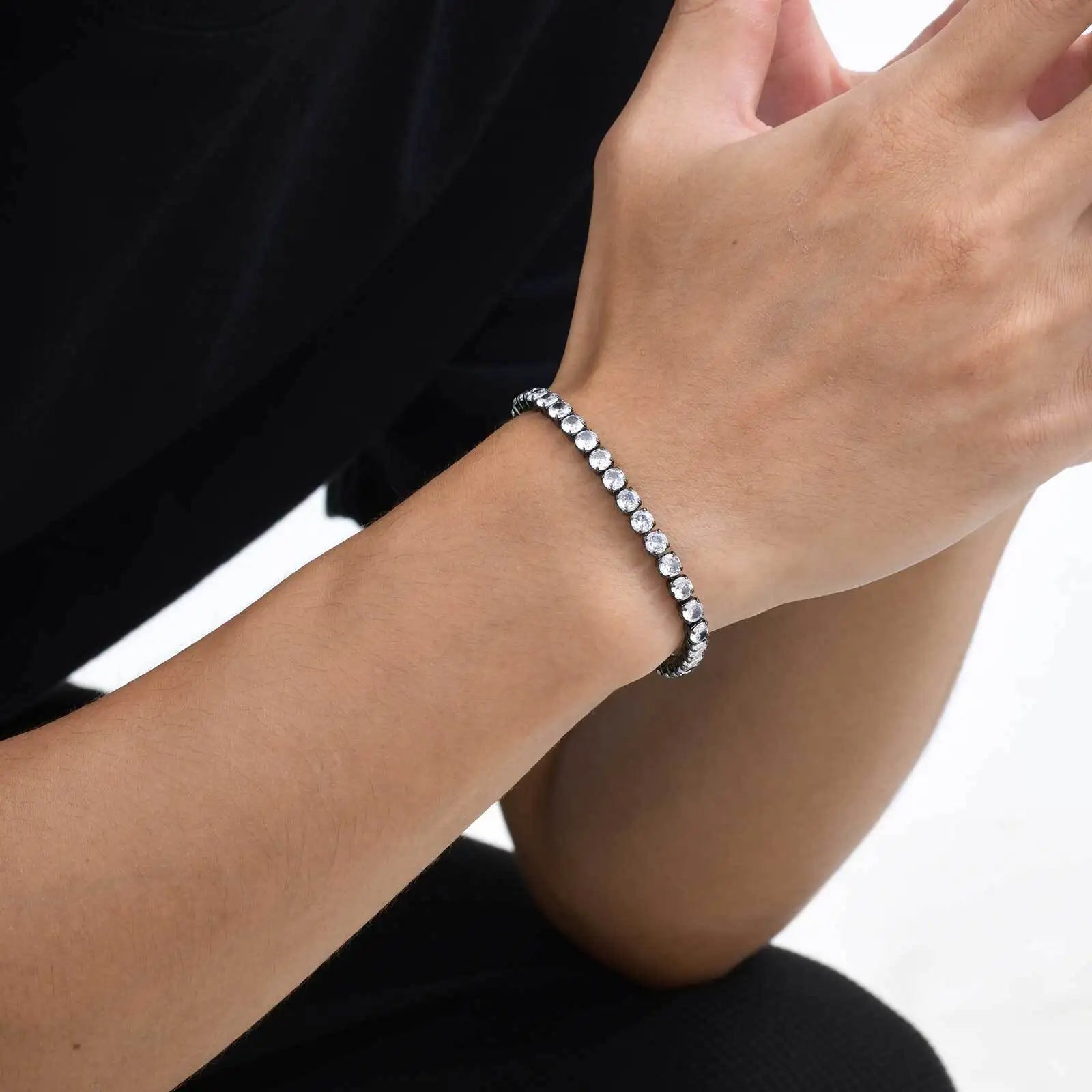 Black Zirconia Box Chain Bracelet