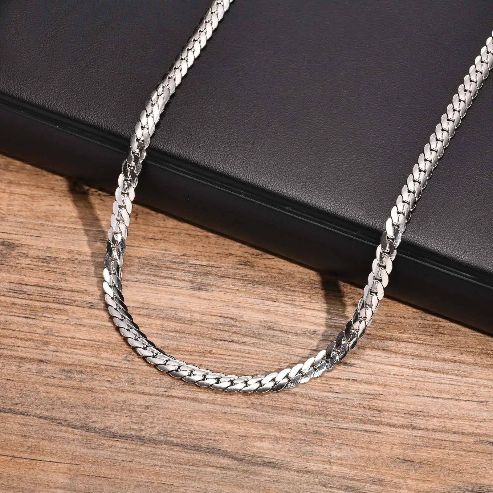 5.7mm Flat Cuban Link Chain Necklace