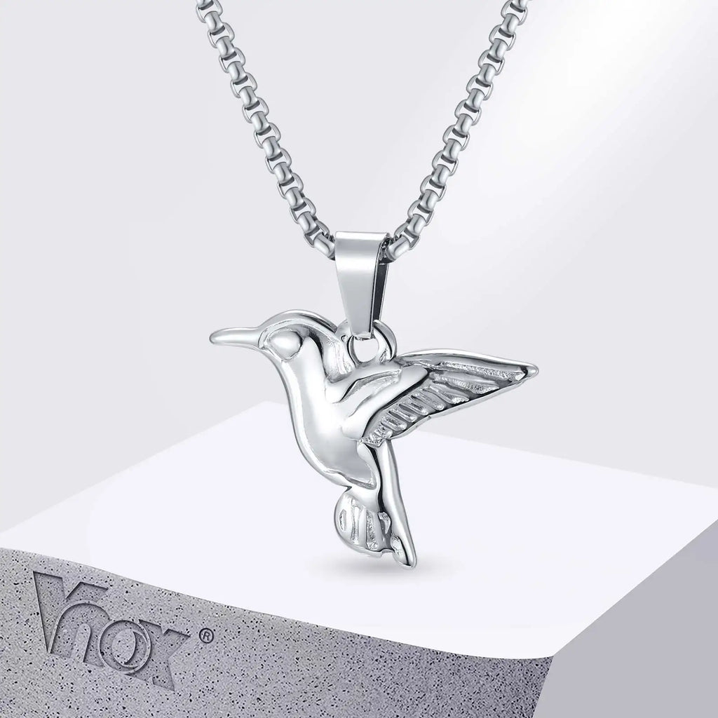 Hummingbird Pendant Box Chain Necklace