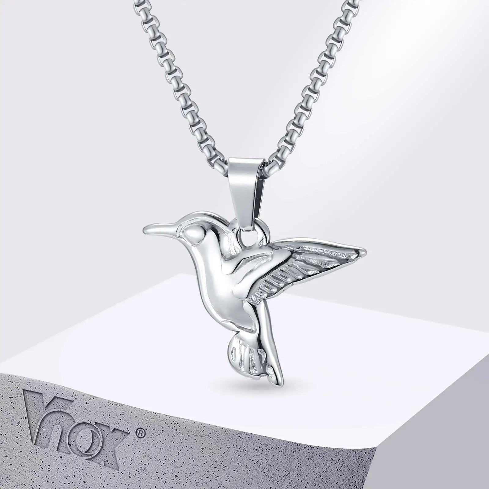 Hummingbird Pendant Box Chain Necklace