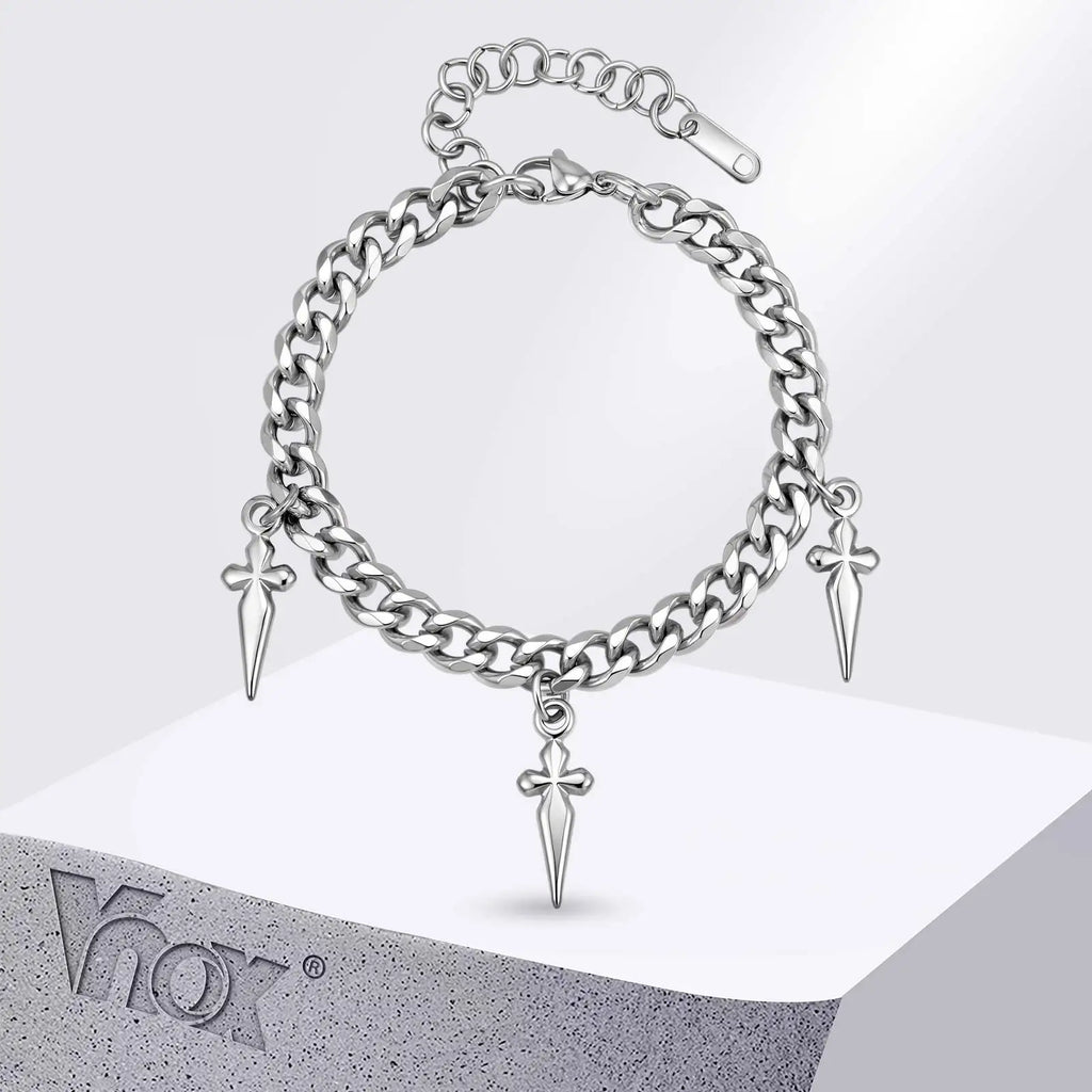 Cuban Link Bracelet with Cross Pendant