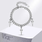 Cuban Link Bracelet with Cross Pendant