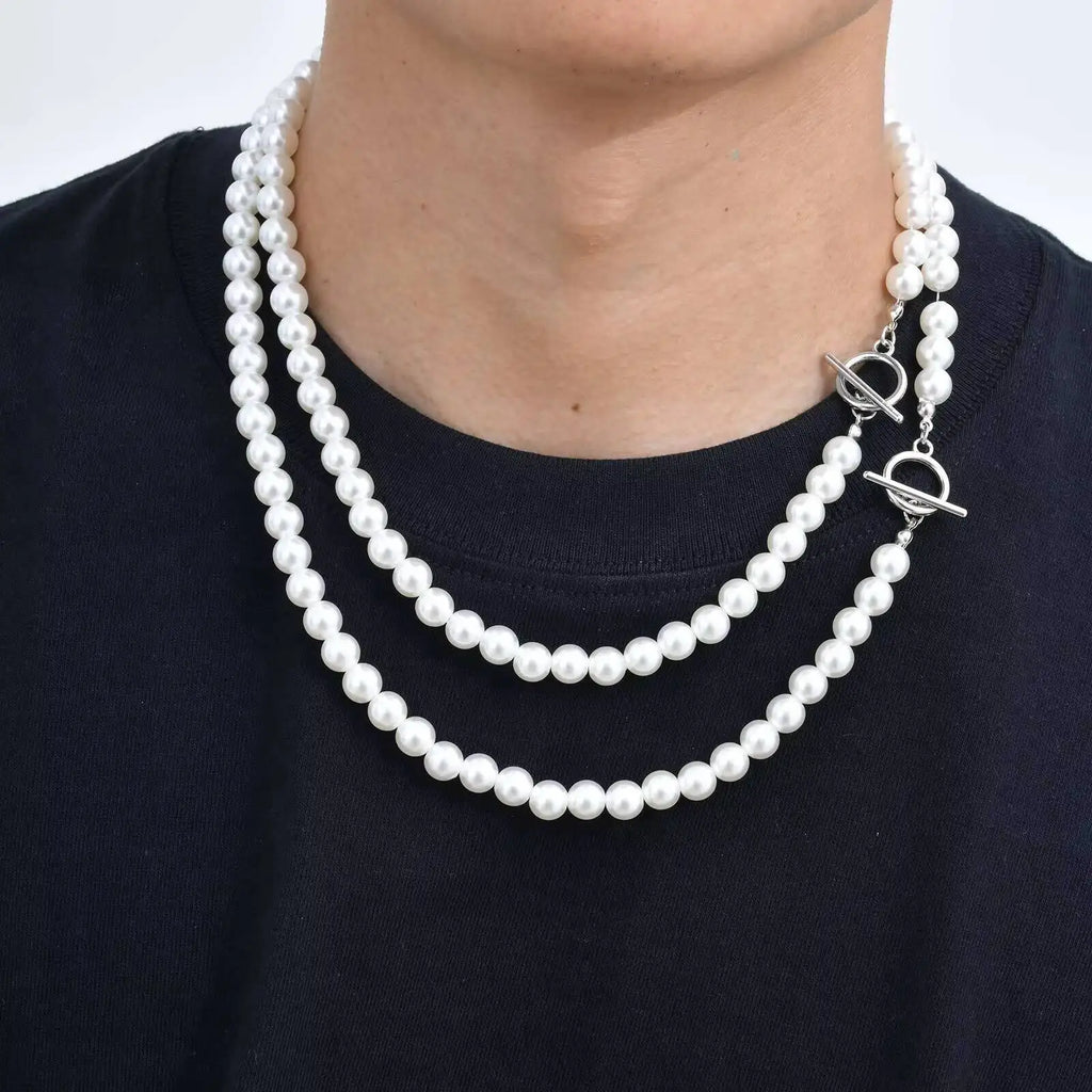 Pearl Beaded OT Clasp Collar Necklace