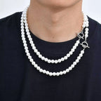 Pearl Beaded OT Clasp Collar Necklace