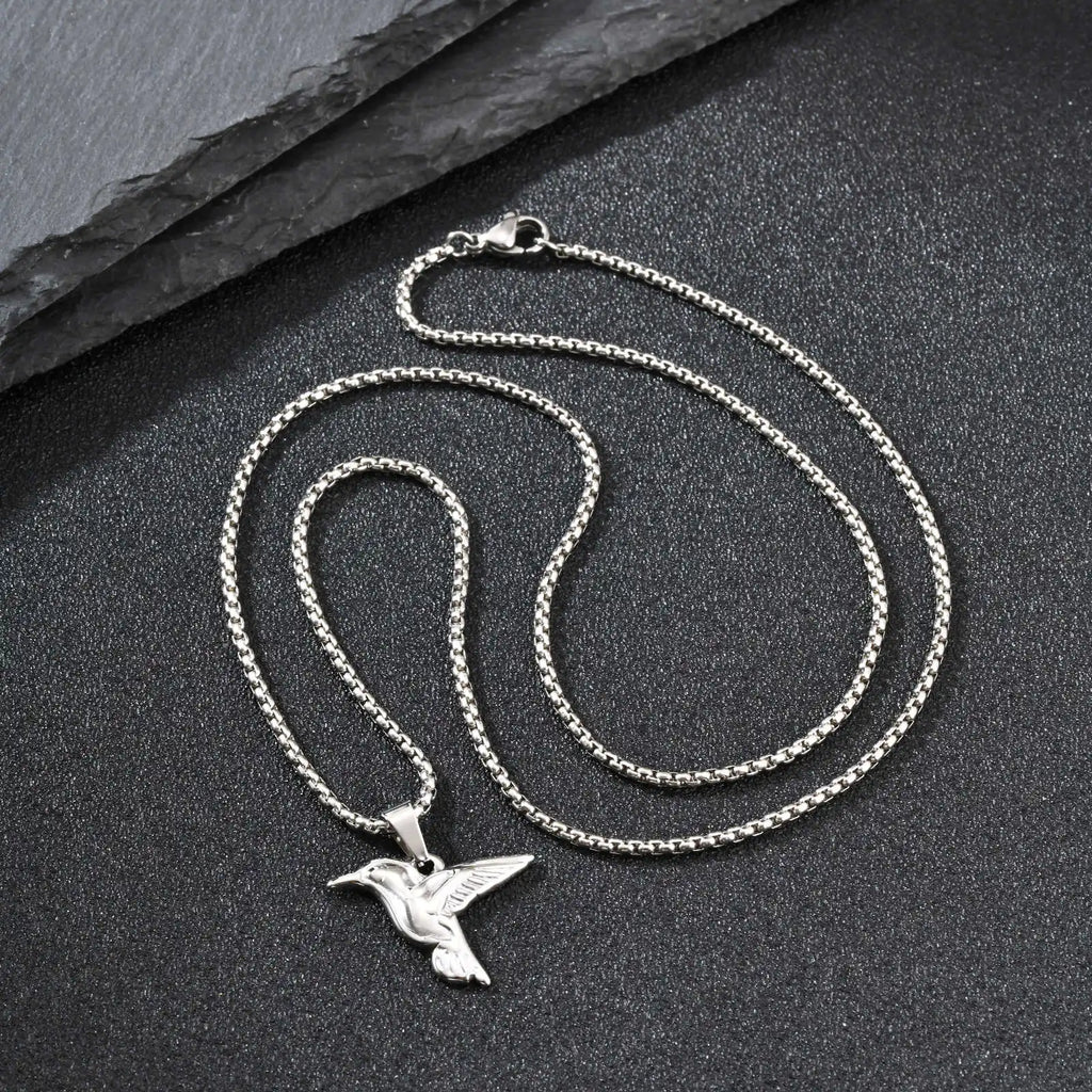 Hummingbird Pendant Box Chain Necklace