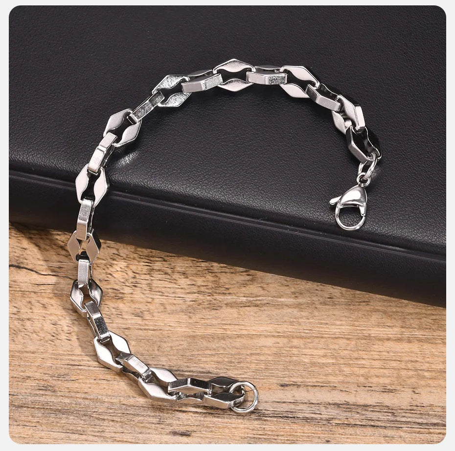 Rhombus Geometric Link Chain Bracelet