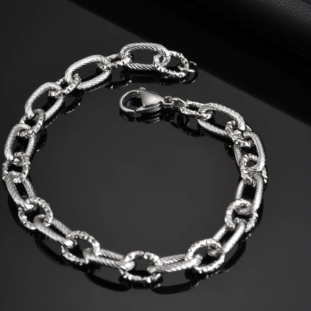 Handcrafted Steel Link Chain Bracelet