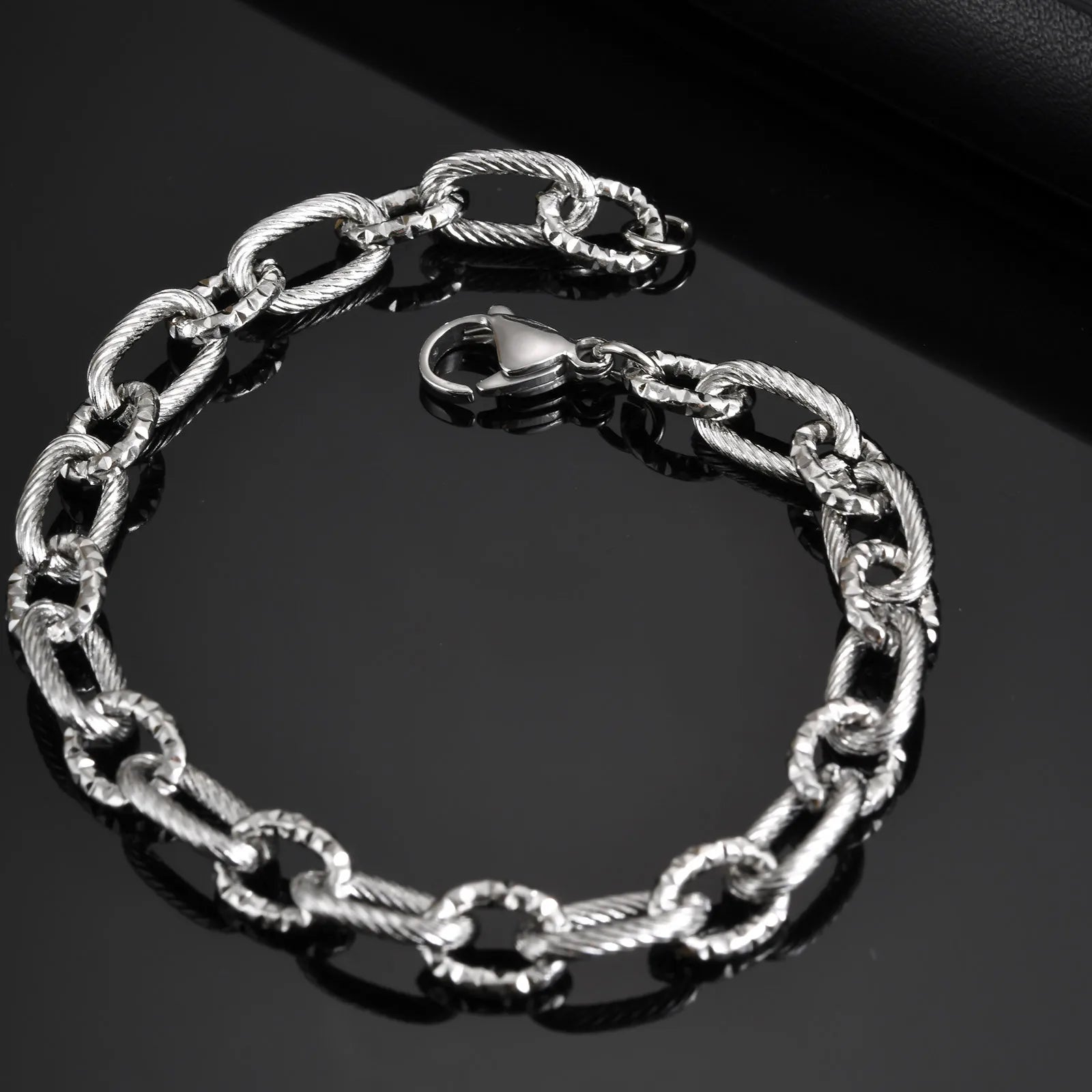 Handcrafted Steel Link Chain Bracelet