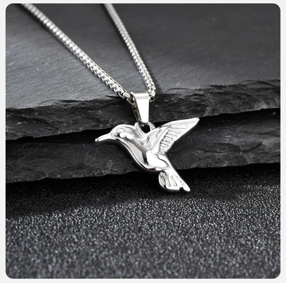 Hummingbird Pendant Box Chain Necklace
