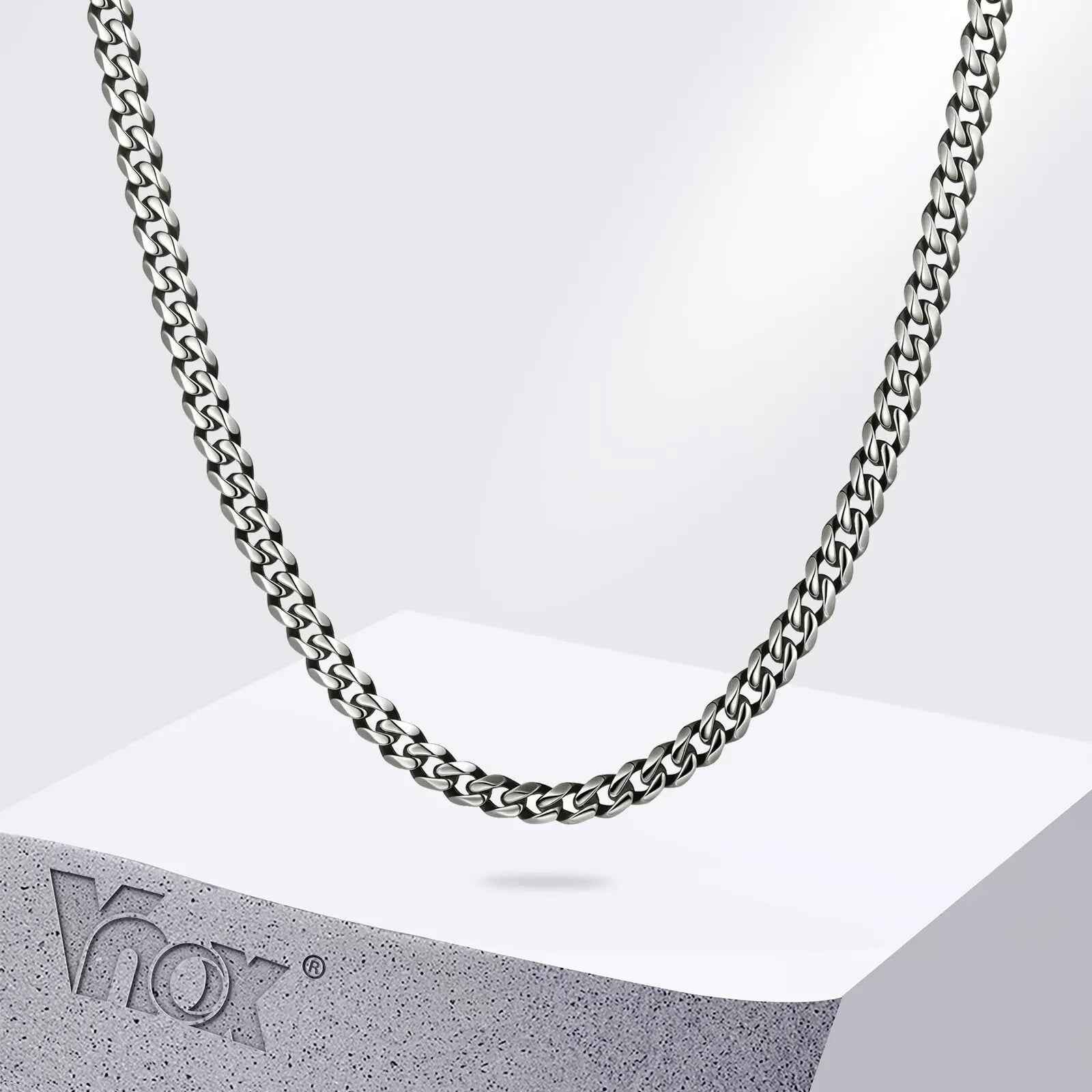 Retro Oxidised Cuban Link Chain Necklace