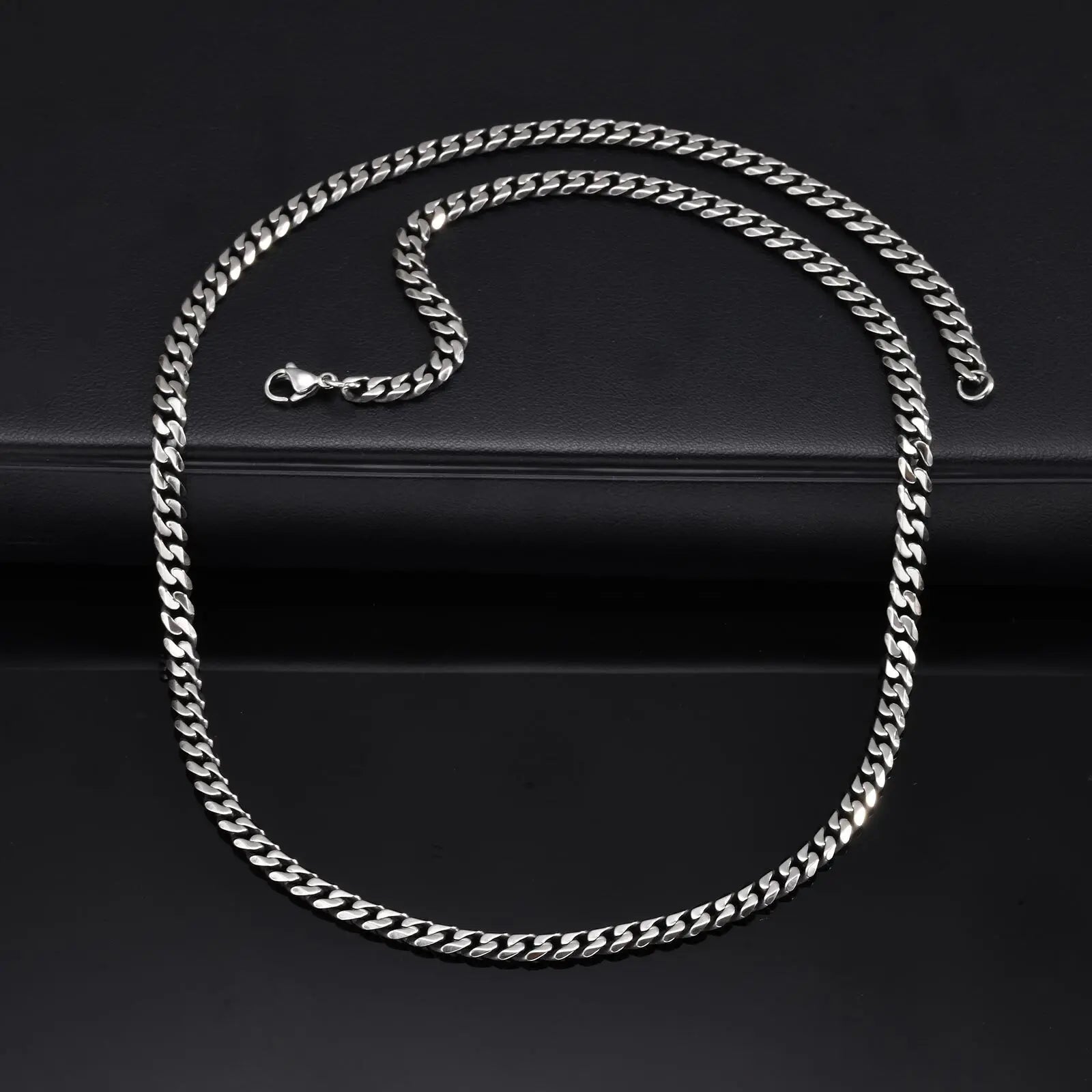 Retro Oxidised Cuban Link Chain Necklace