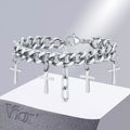 9mm Cuban Chain Bracelet with Cross Charm