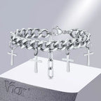 9mm Cuban Chain Bracelet with Cross Charm