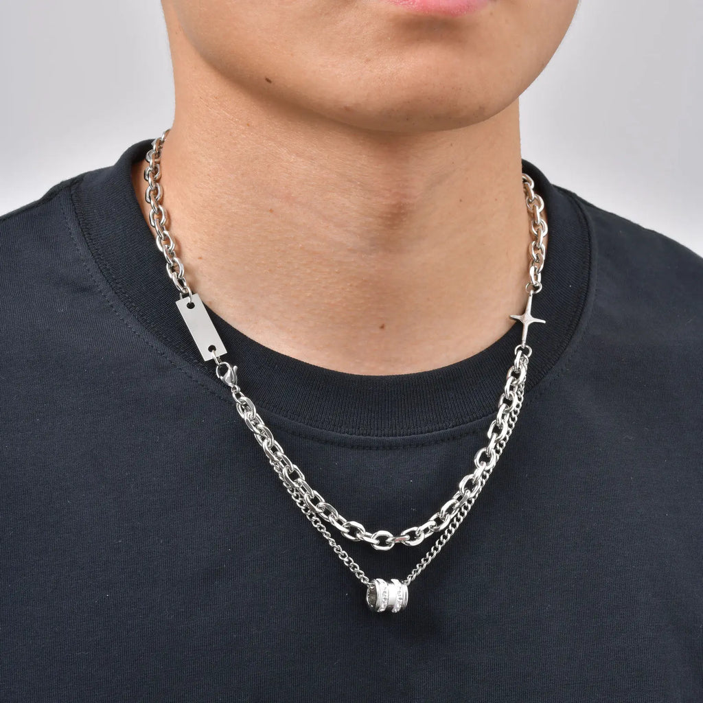 Double Layer Cuban Chain Choker Necklace