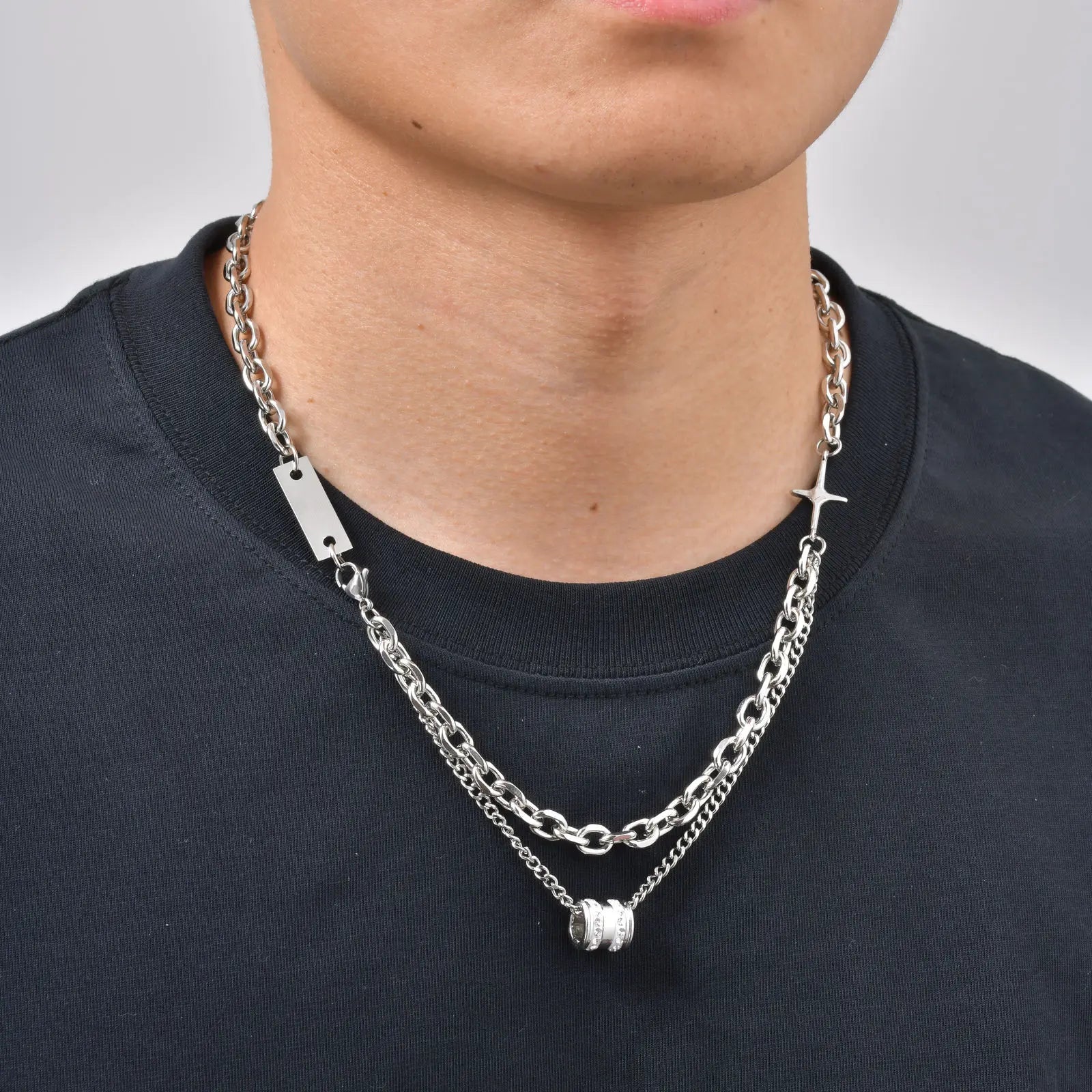 Double Layer Cuban Chain Choker Necklace