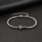 Black CZ Cross Box Chain Bracelet