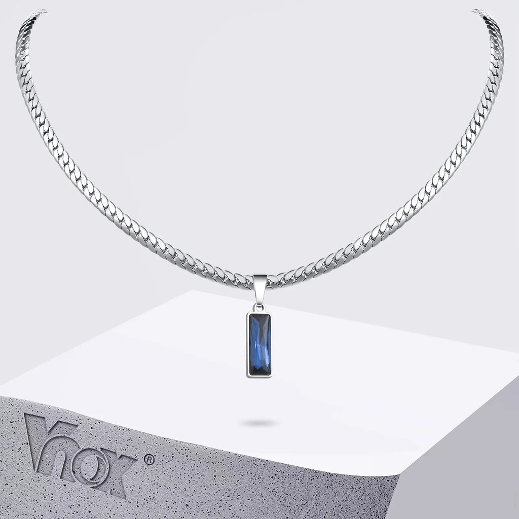 Square Stone Pendant Necklace
