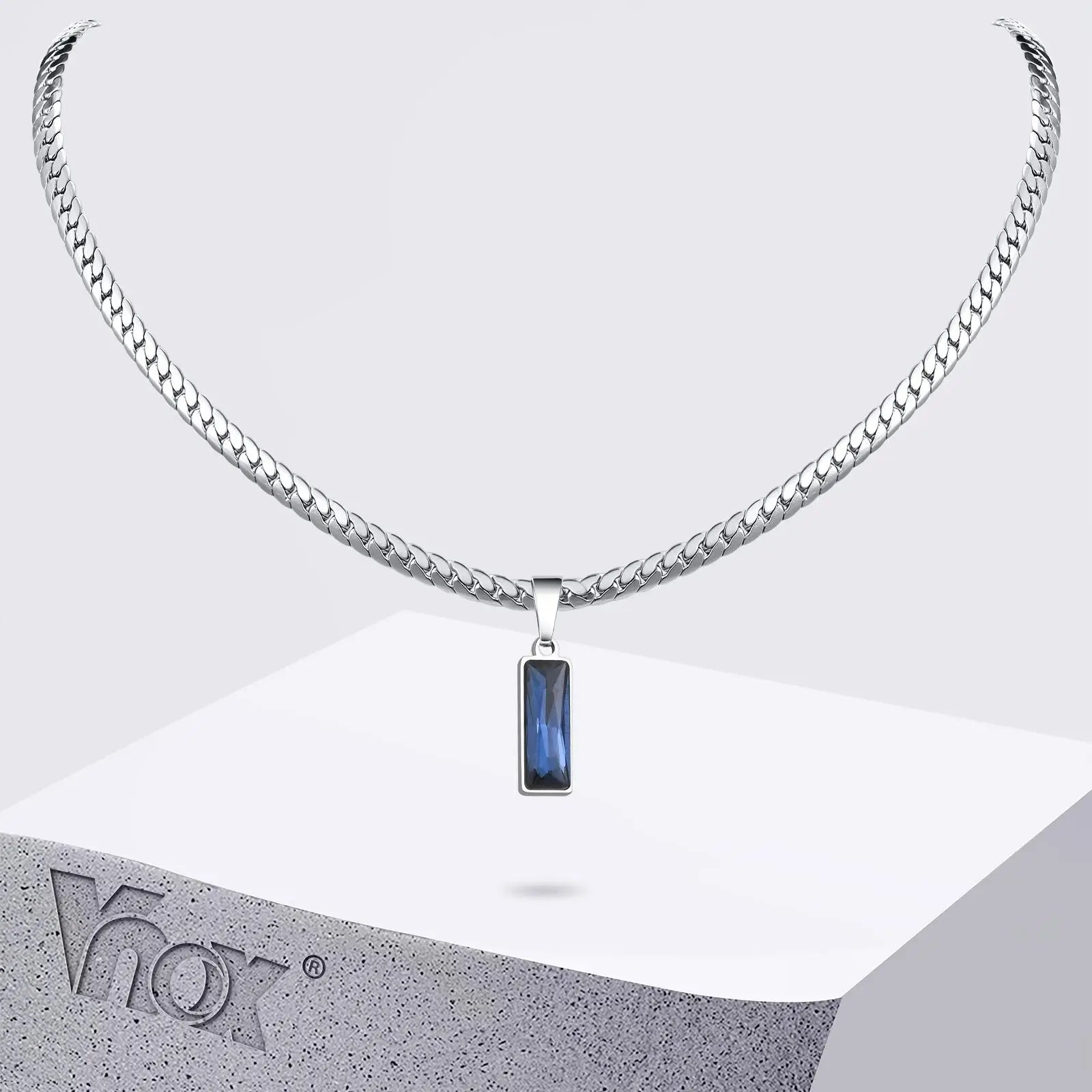 Square Stone Pendant Necklace